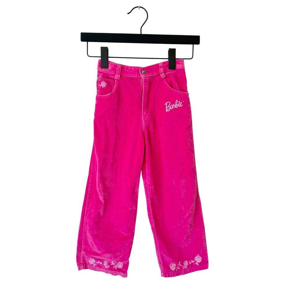 Vintage 90's Barbie Girls Hot Pink Corduroy Pants Size 5